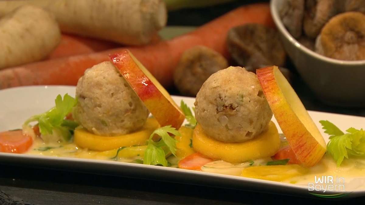 Käse-Feigen-Knödel mit Petersilienwurzelgemüse - Andreas Geitl