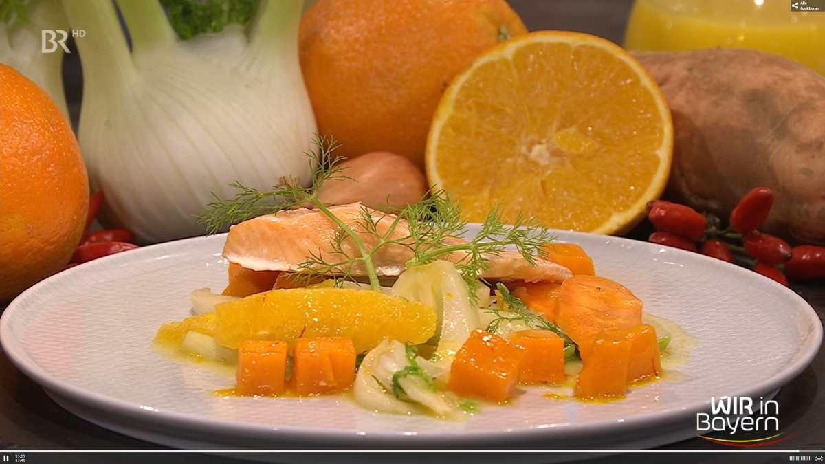 Saibling mit Fenchel-Orangen-Gemüse - Saiblingfilets